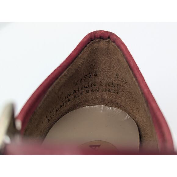 Vintage Mary Jane Burgundy Red Heels Size 7AA Buckle Detail Chunky Block Heel - Picture 7 of 11